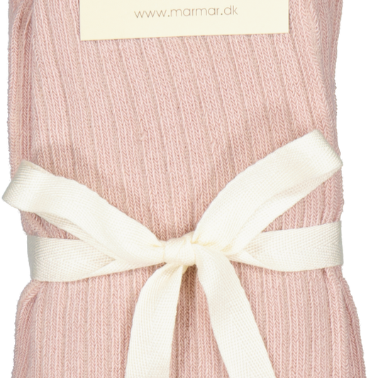 Folded pink fabric with a white ribbon and Marmar label on a white background