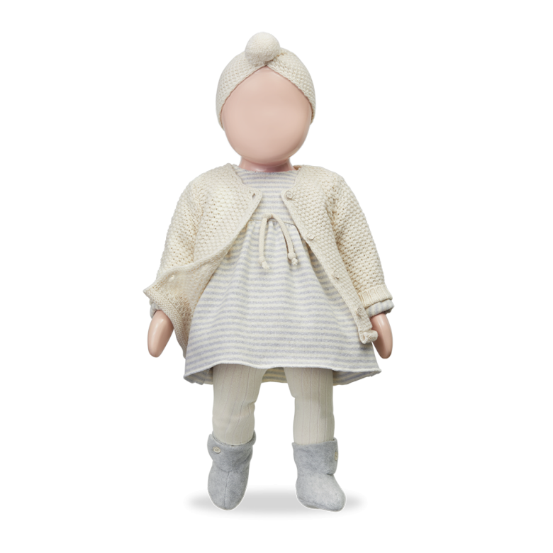 Grey Stripped 1 + in the family dress, made from soft Recycled Cotton.