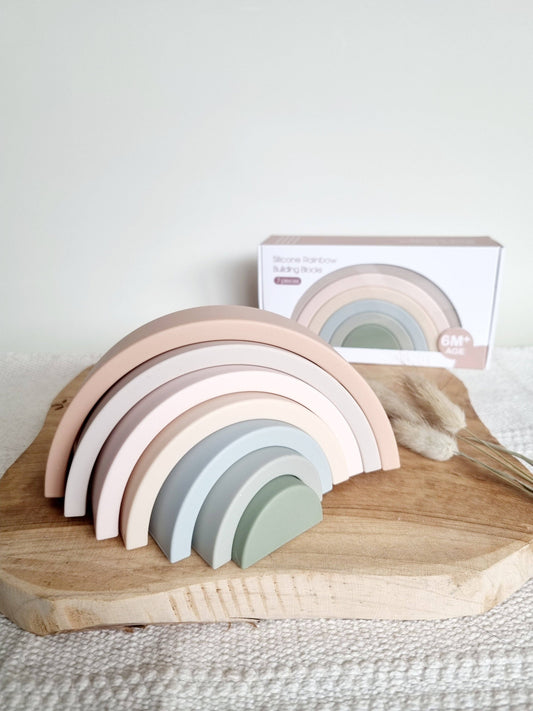 Silicone sensory stacking tower rainbow - Natural