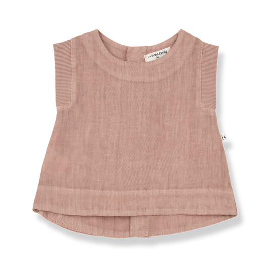 Petra summer top by 1+ in the Family Sleevelees with buttons down the back, soft linen and cotton mix.