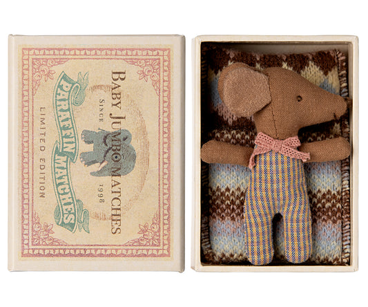 Sleepy wakey mouse by Maileg. little mouse in a printed limited edition box.