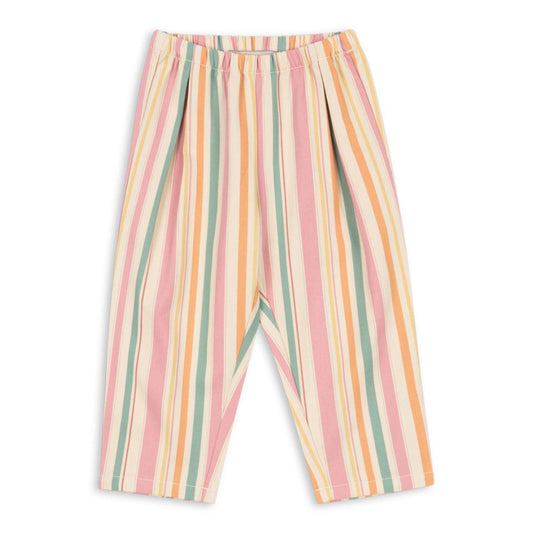 Multicolored striped pants on a white background