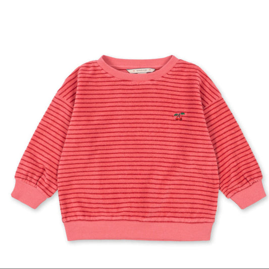 Pink striped sweater on a white background