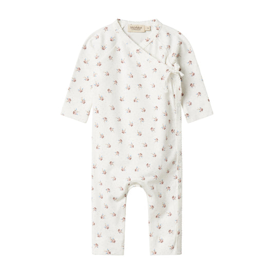 Baby onesie with floral pattern on a white background