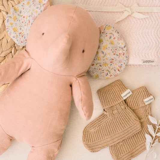 A gift bundle for the new baby in your life, Maileg elephant teddy marmarm booties and mar mar blanket