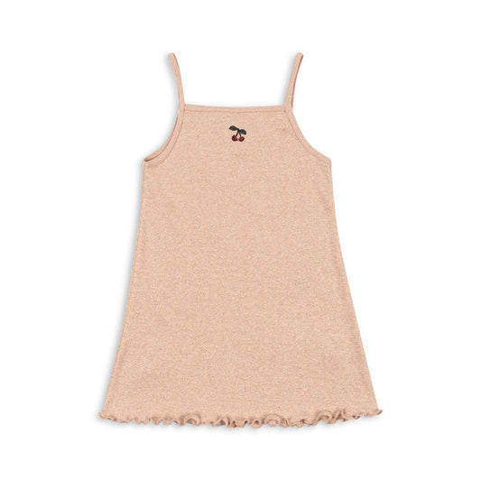 Beige dress with thin straps on a white background