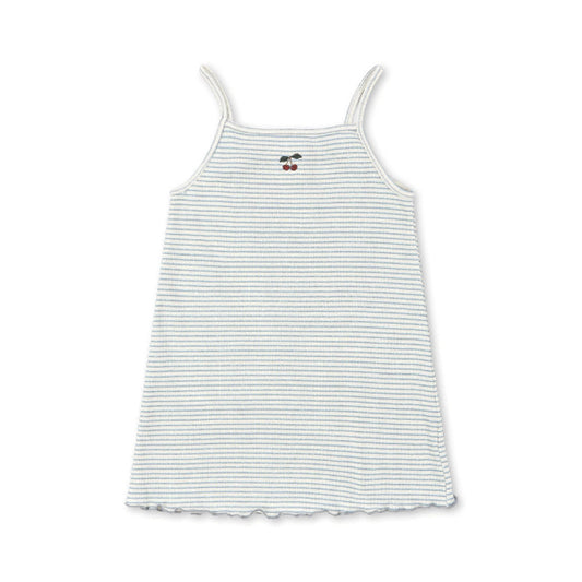 Girls cotton Striped dress with thin straps on a white background