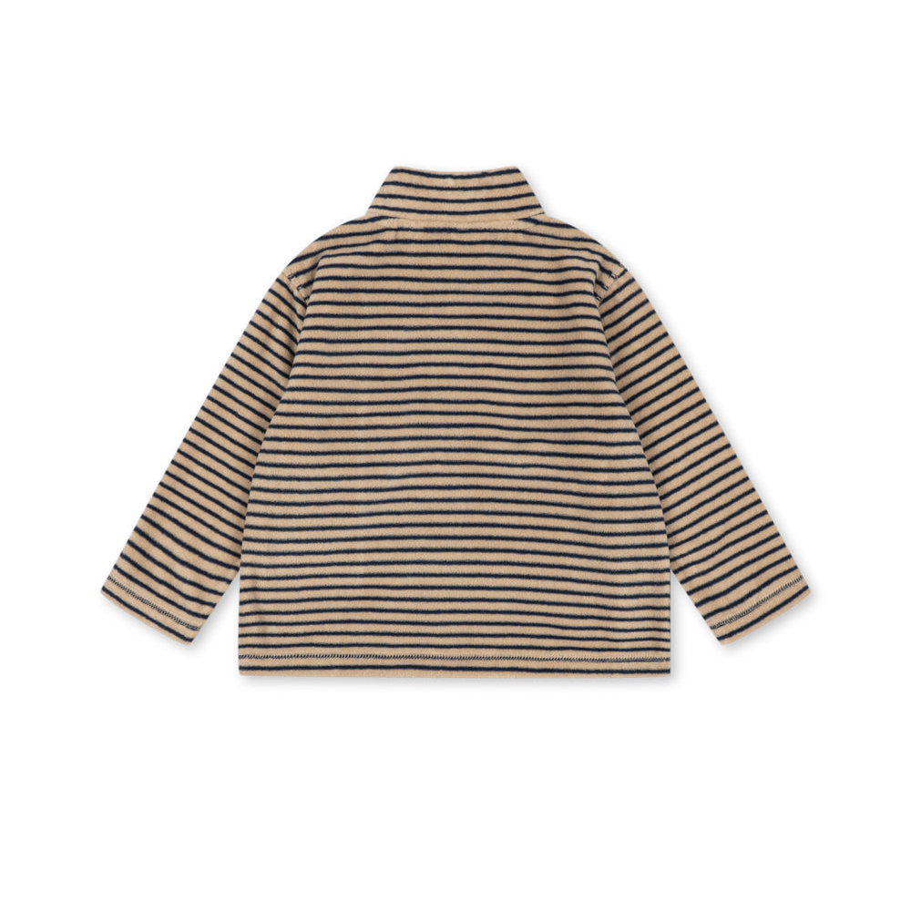 brown striped boys fleece , with 1/2 zip