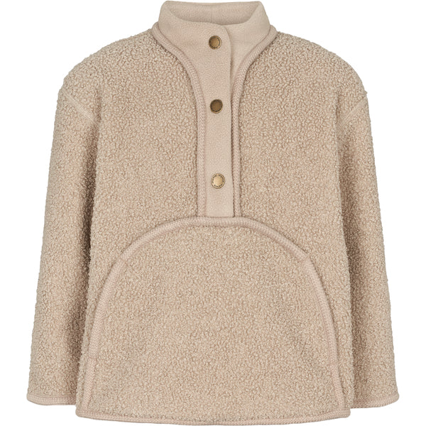 Beige fleece jacket with buttons on a white background by Marmar copenhagen,Sold at Sonny Bear