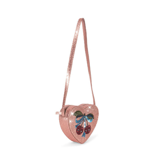 Girls Heart-shaped bag with cherry design on a white background fromKonges Slojd