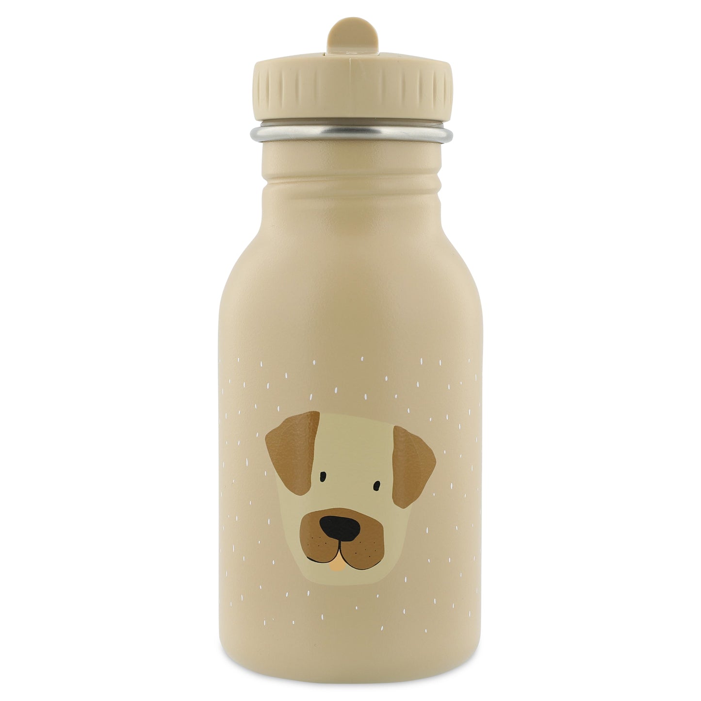 easy to open stainless steel water bottle with handy strapEasy to open 350 ml capacity Strap included Easy grip handle Dishwasher safe