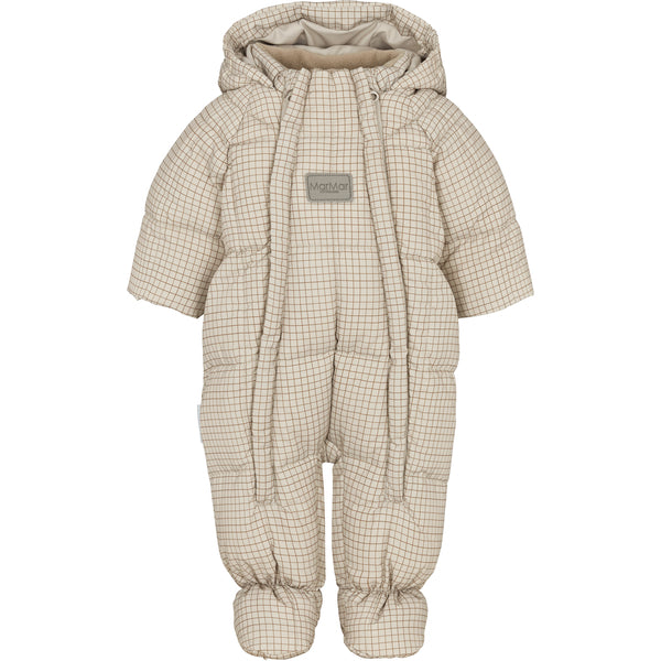 Down wintersuit for the little ones. The wintersuit has two zippers at the front so it can be easily taken off and on. The suit fits snugly around the wrists so no cold gets in.Pram suit by MAr MAr Copenhagen