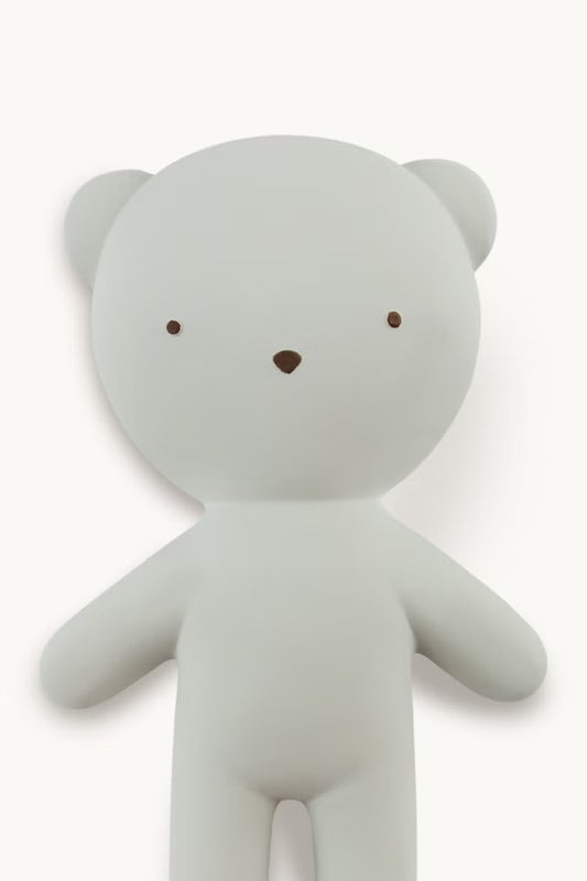 Light gray teddy bear on a white background