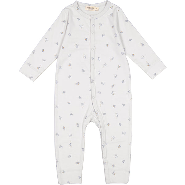 MarMar Copenhagen baby boy romper with paper boats would make a great new born gift soft organic cotton,pale blue colour