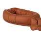 Brown inflatable life buoy with a smaller brown cushion on a white background