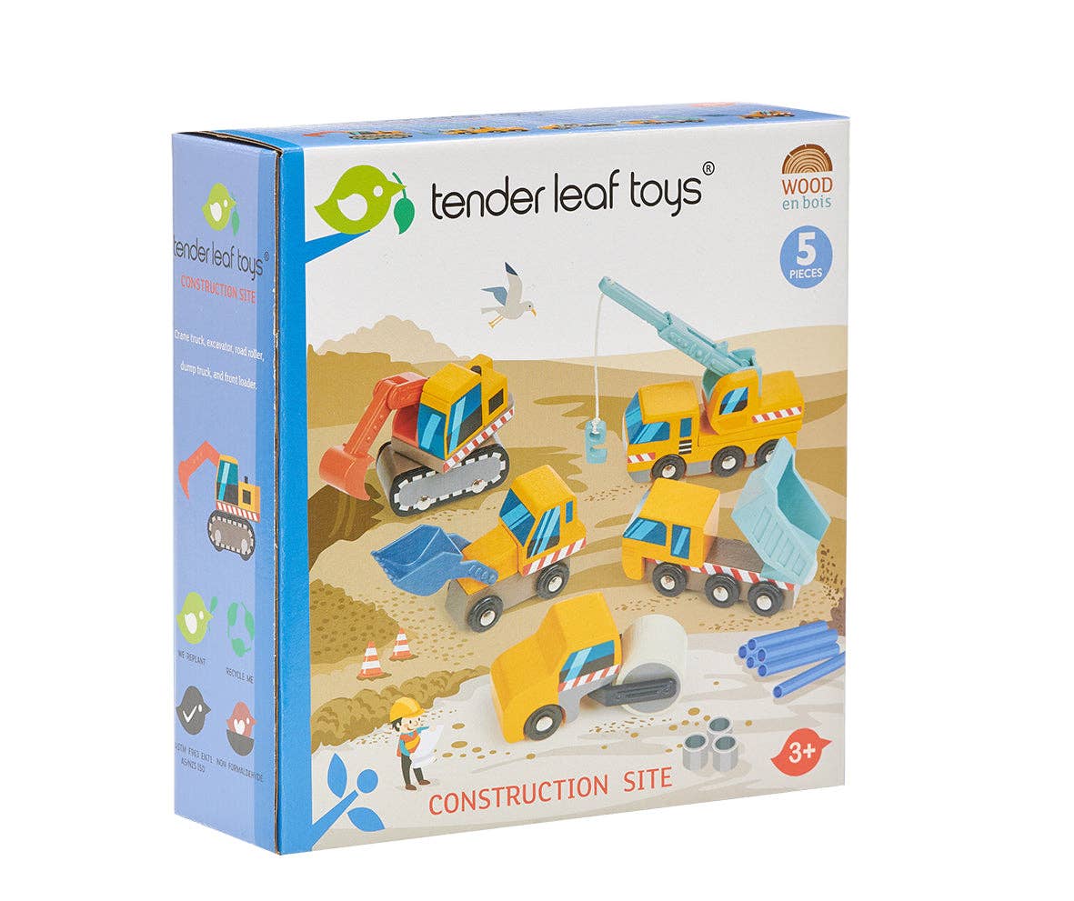 Tender Leaf Toys construction site toy set packaging on a white background