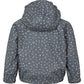 Back view of a gray jacket with a subtle pattern on a white background
