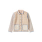 Patterned jacket with button details on a white background