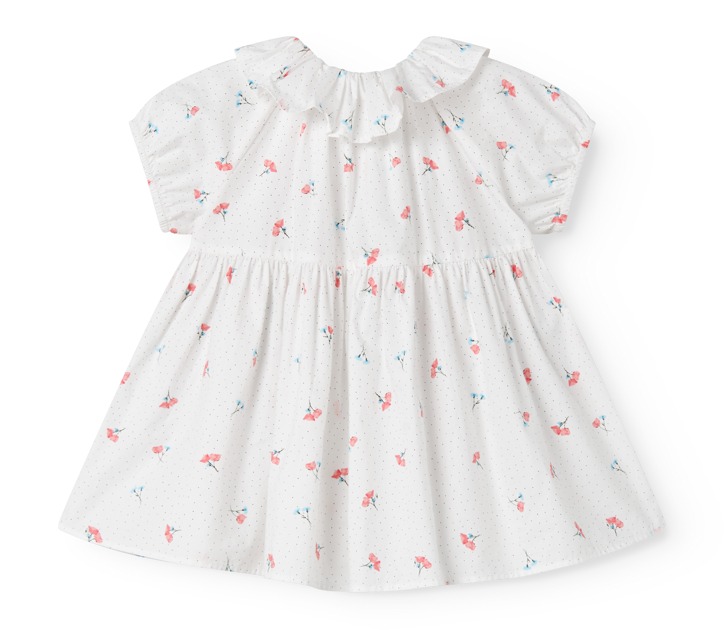 White dress with floral pattern on a white background