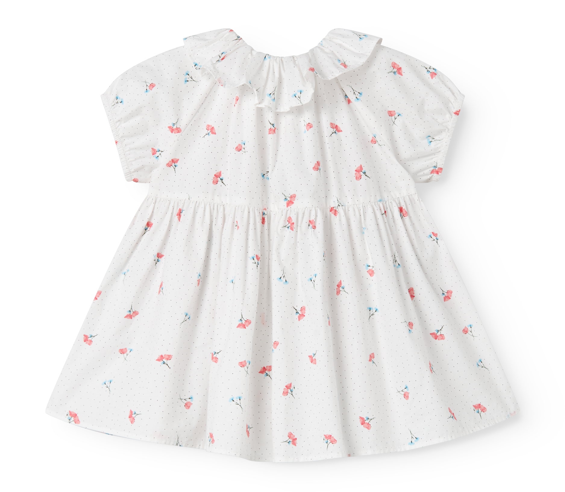 White dress with floral pattern on a white background