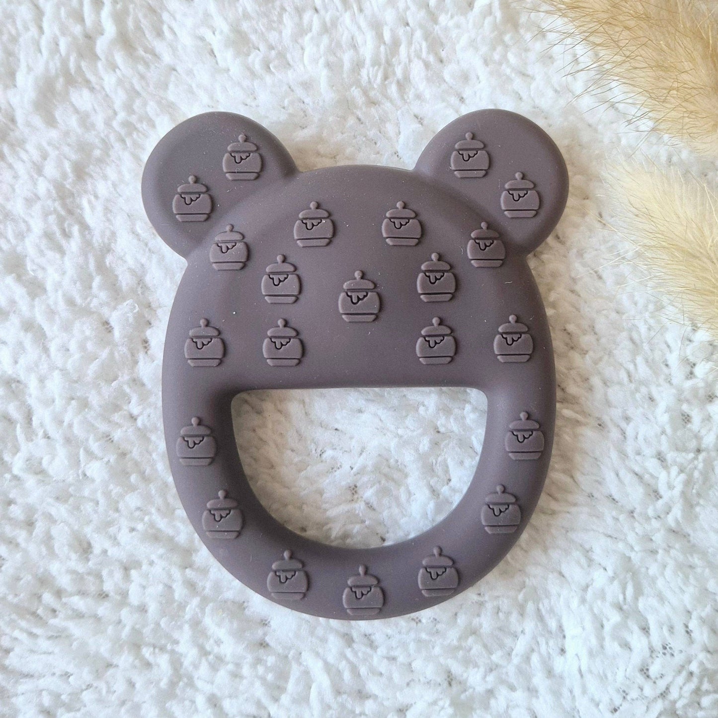 Silicone Teething Ring Bear Brown