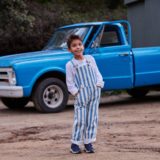 Classic Wide Stripe Dungarees - Blue: 12-18m