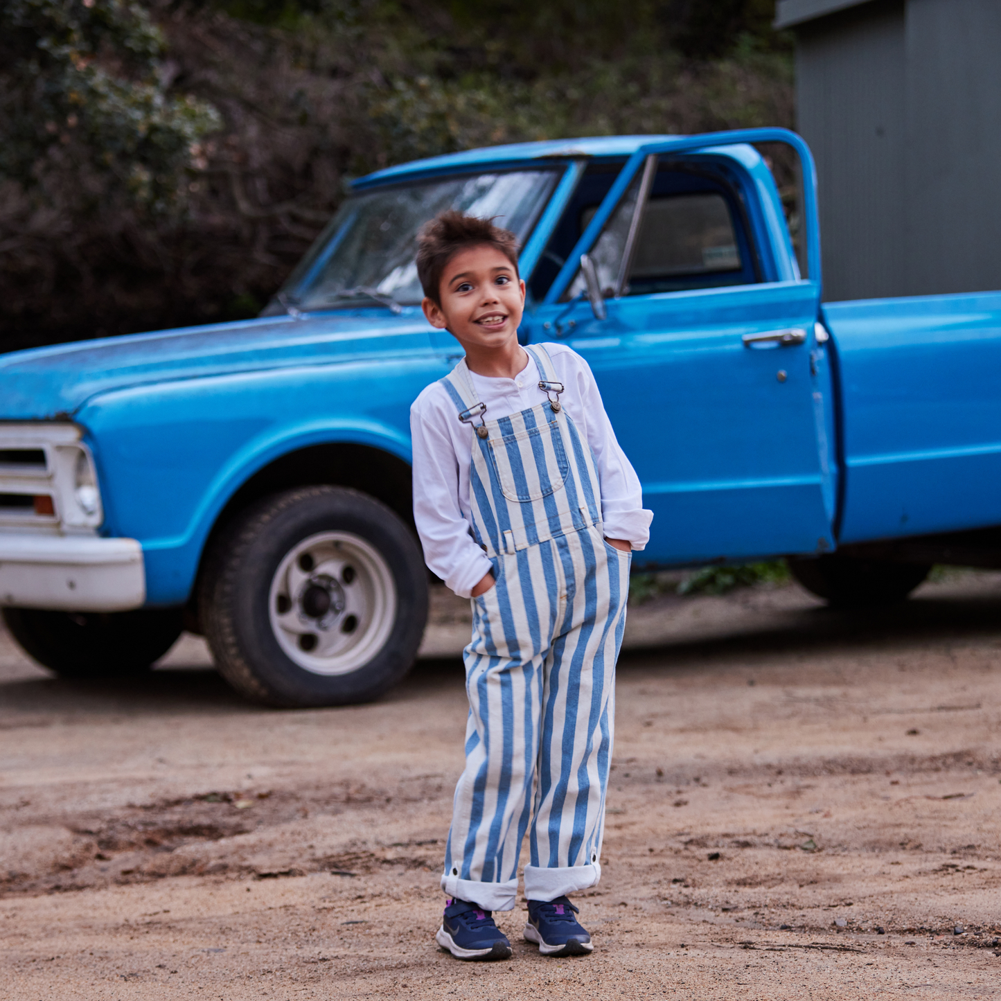 Classic Wide Stripe Dungarees - Blue: 18-24m