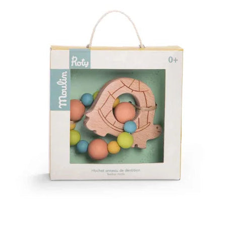 Turtle teething ring rattle