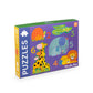 Children's puzzle box with animal illustrations and numbers on a white background