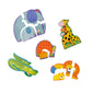 Set of colorful animal-shaped puzzles on a white background