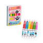 Set of colorful crayon markers with packaging on a white background