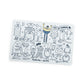 Sticker sheet with various cartoon character illustrations on a white background