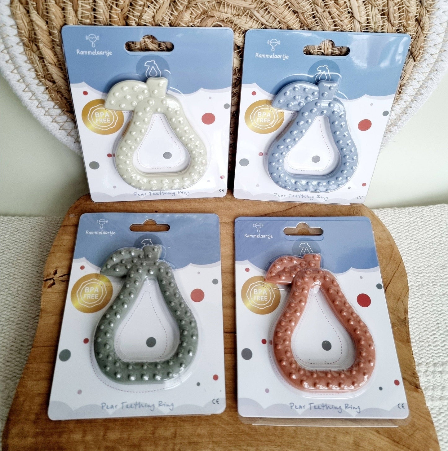 Silicone teether Pear: Grey-blue
