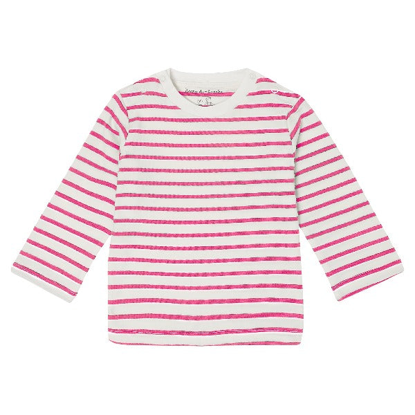 Hot pink Breton stripe dotty dungarees  long sleeve t-shirt, made from organic cotton