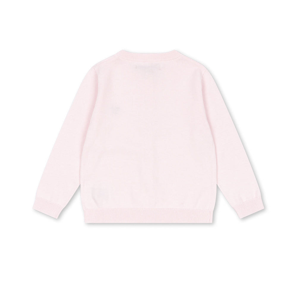 A light pink long-sleeve crewneck sweatshirt shown from the back, laid flat against a solid white background.