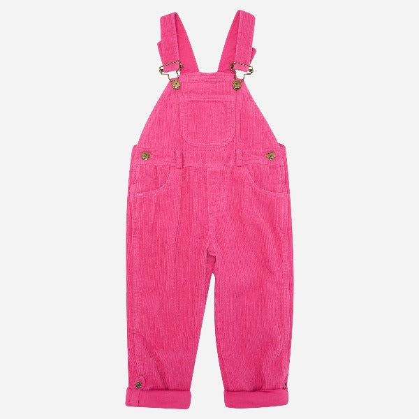 Hot Pink Chunky Cord Dungarees. dotty dungarees for girls 