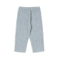 Blue and white striped  organic cotton pants on a white background