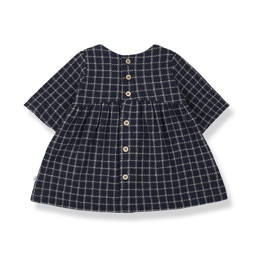 1 + in the family navy cotton Enea dress for girls.