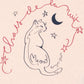 Cat illustration with 'Chats de la nuit' text on a beige background