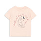 Girls organic cotton Pink t-shirt with graphic design on a white background