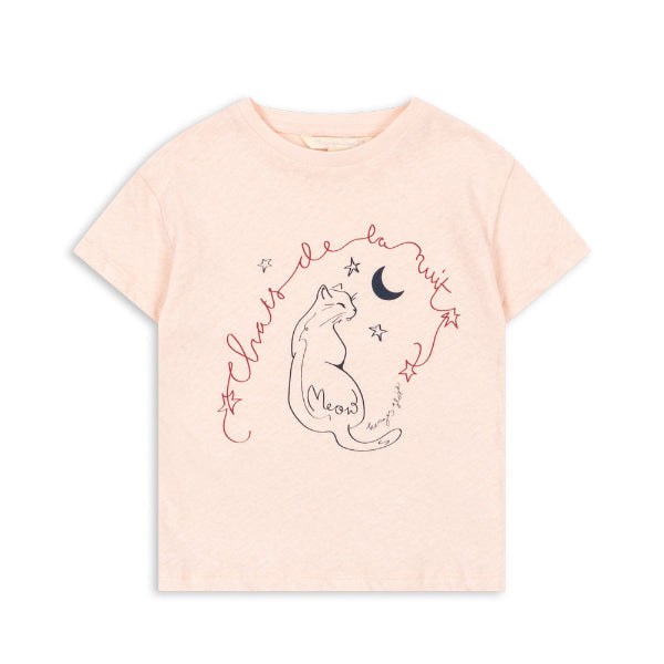 Girls organic cotton Pink t-shirt with graphic design on a white background