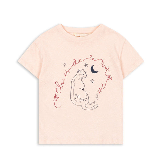 Girls organic cotton Pink t-shirt with graphic design on a white background