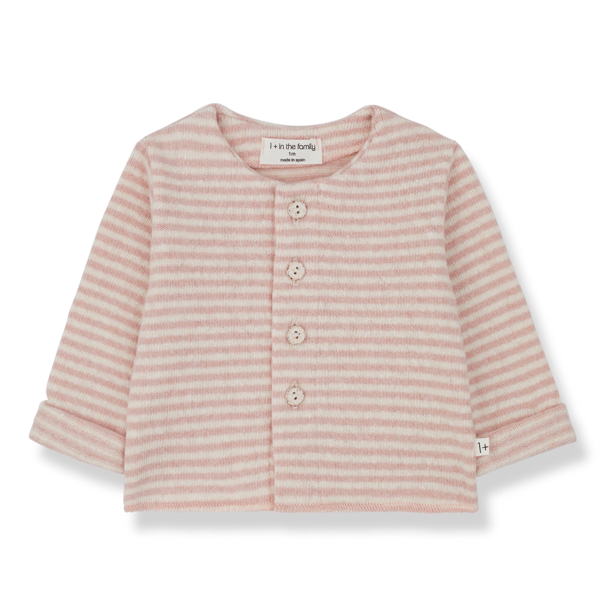 soft organic cotton cardigan, long sleeves round neck with wooden buttons
