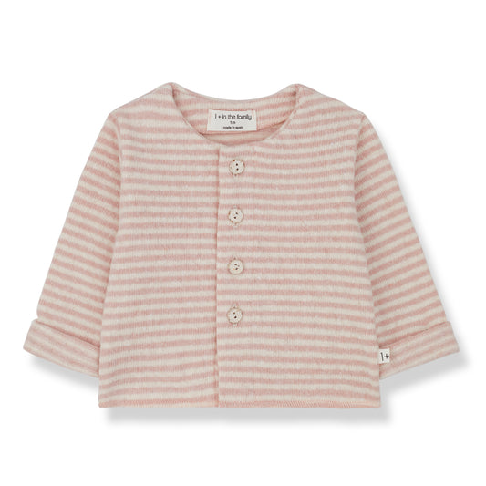 soft organic cotton cardigan, long sleeves round neck with wooden buttons