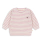 Pink and white GOT certified striped baby girls  sweater on a white background
