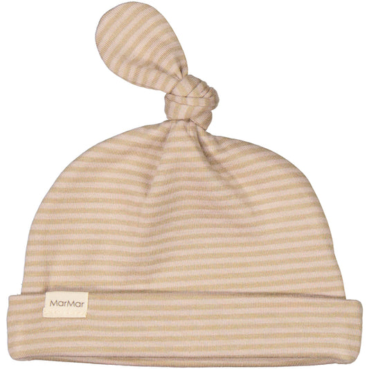 Cotton hat with stripes and knotted top. By Marmar copenhagen