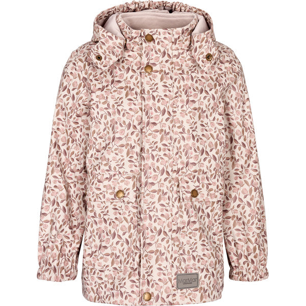 Children's rainwear jacket in a pink floral pattern