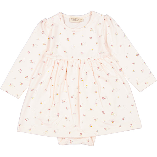 long sleeve round neck cotton dress with delicate tulip print for girls in the summer