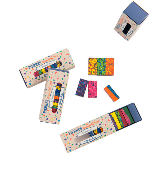 Box of 6 multi-coloured wax blocks