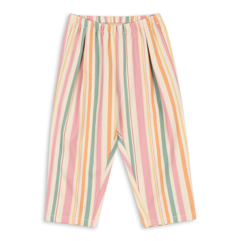 Girls Frankie Pants Multicolored striped organic pants on a white background
